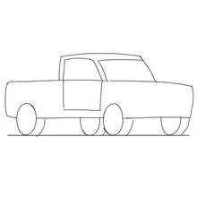 Dibujo de Camioneta vista de perfil en dibujo simple para colorear