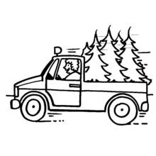 Dibujo de Camioneta transportando árboles para colorear