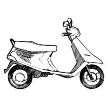 Dibujo de Ciclomotor con sombreado en asiento y laterales para colorear