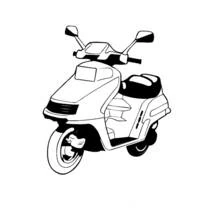 Dibujo de Ciclomotor en tres cuartos con parabrisas y cojín para colorear