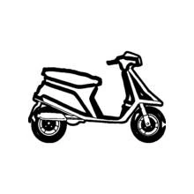 Dibujo de Ciclomotor de lado con baúl trasero y escape para colorear