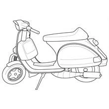 Dibujo de Ciclomotor estacionado sobre su soporte para colorear