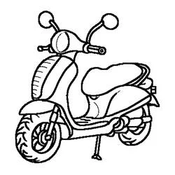 Dibujo de Ciclomotor clásico apoyado en su soporte para colorear