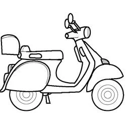 Dibujo de Ciclomotor visto de perfil sobre fondo blanco para colorear