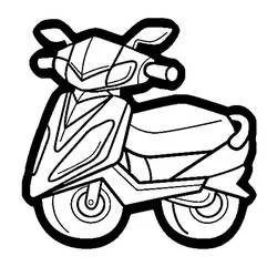 Dibujo de Ciclomotor de perfil con faro y asiento para colorear