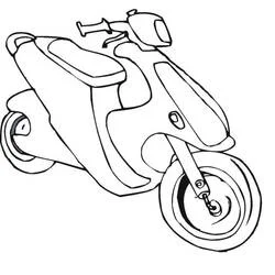 Dibujo de Ciclomotor con rueda delantera en primer plano para colorear