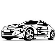 Dibujo de Coche deportivo con llamas decorativas para colorear