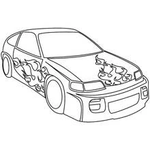 Dibujo de Coche deportivo con llamas pintadas para colorear