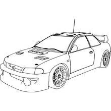 Dibujo de Coche deportivo de rally con antena en el techo para colorear