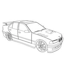 Dibujo de Coche deportivo tuning con alerón trasero para colorear