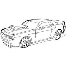 Dibujo de Coche deportivo con toma de aire en el capó y alerón para colorear