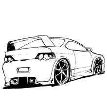 Dibujo de Coche deportivo tuning visto de atrás para colorear