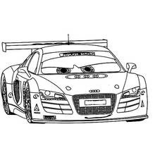 Dibujo de Audi R8 coche deportivo con alerón trasero para colorear