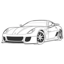 Dibujo de Coche deportivo Ferrari en vista de tres cuartos para colorear