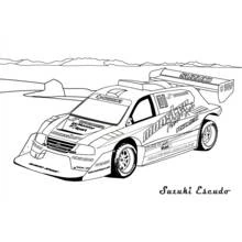 Dibujo de Coche de rally Suzuki Escudo con gran alerón para colorear