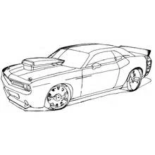 Dibujo de Coche tuning con toma de aire y alerón para colorear