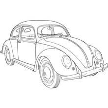 Dibujo de Coche clásico tipo escarabajo en vista de tres cuartos para colorear