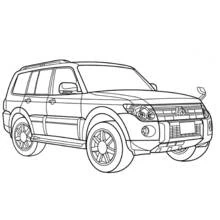 Dibujo de Coche todoterreno moderno visto en tres cuartos para colorear