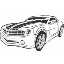 Dibujo de Deportivo estacionado con capó de dobles franjas para colorear