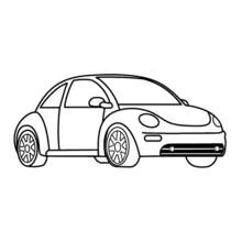 Dibujo de Coche tipo escarabajo visto de lado para colorear