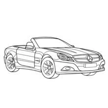 Dibujo de Coche de lujo descapotable en vista de tres cuartos para colorear
