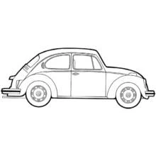 Dibujo de Escarabajo Volkswagen con logo en los tapacubos para colorear