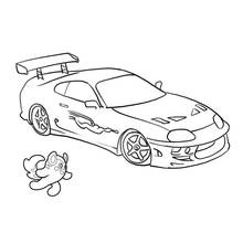 Dibujo de Coche tuning con alerón trasero para colorear