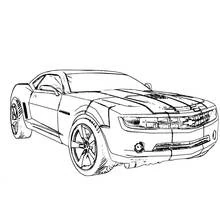 Dibujo de Coche deportivo estilo Bumblebee con franjas de carreras para colorear
