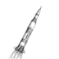Dibujo de Cohete de la NASA despegando para colorear