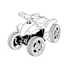 Dibujo de Cuatriciclo con cuatro ruedas y asiento deportivo para colorear