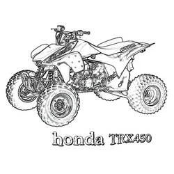 Dibujo de Cuatriciclo Honda TRX450 visto de perfil para colorear
