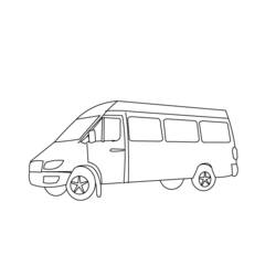 Dibujo de Furgoneta vista de perfil con varias ventanas para colorear