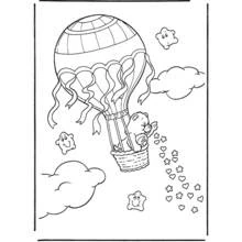 Dibujo de Globo aerostático con un oso lanzando estrellas para colorear Dibujo de Globo aerostático con un oso lanzando estrellas para colorear