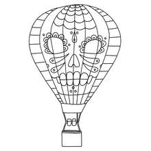 Dibujo de Globo Aerostático con diseño de calavera de azúcar para colorear Dibujo de Globo Aerostático con diseño de calavera de azúcar para colorear
