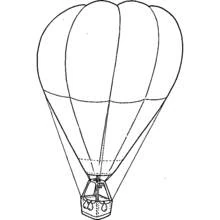 Dibujo de Globo aerostático con cesta en vuelo para colorear Dibujo de Globo aerostático con cesta en vuelo para colorear