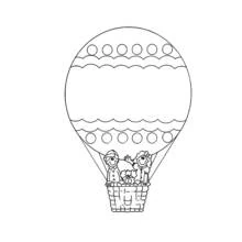 Dibujo de Globo aerostático con niños y perro para colorear Dibujo de Globo aerostático con niños y perro para colorear