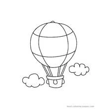 Dibujo de Globo Aerostático flotando entre nubes para colorear Dibujo de Globo Aerostático flotando entre nubes para colorear