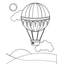 Dibujo de Globo aerostático sobre las colinas para colorear Dibujo de Globo aerostático sobre las colinas para colorear