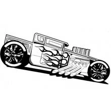 Dibujo de Hot Wheels auto tuneado con llamas y motor expuesto para colorear Dibujo de Hot Wheels auto tuneado con llamas y motor expuesto para colorear
