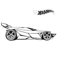 Dibujo de Hot Wheels coche de carreras con alerón trasero para colorear Dibujo de Hot Wheels coche de carreras con alerón trasero para colorear