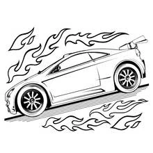Dibujo de Hot Wheels auto deportivo rodeado de llamas para colorear Dibujo de Hot Wheels auto deportivo rodeado de llamas para colorear