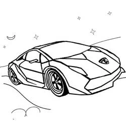 Dibujo de Lamborghini circulando bajo un cielo estrellado para colorear Dibujo de Lamborghini circulando bajo un cielo estrellado para colorear