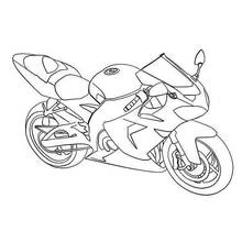 Dibujo de Motocicleta deportiva vista en perspectiva para colorear