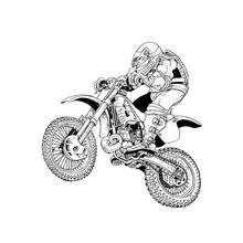Dibujo de Motocross piloto saltando con su moto para colorear
