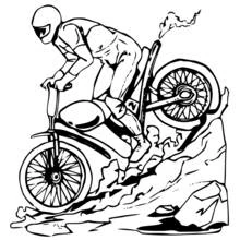 Dibujo de Motocross subiendo una pendiente rocosa para colorear