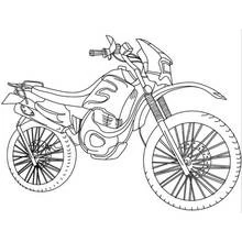 Dibujo de Moto de motocross con ruedas detalladas para colorear