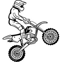 Dibujo de Piloto de motocross haciendo un caballito para colorear
