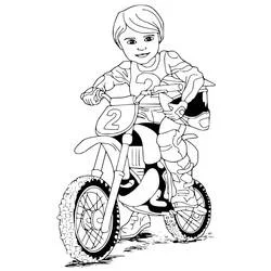 Dibujo de Niño de motocross sobre su moto para colorear