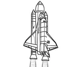 Dibujo de Nave Espacial Discovery en el despegue para colorear