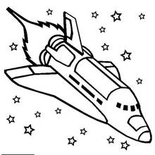 Dibujo de Nave espacial volando entre estrellas para colorear